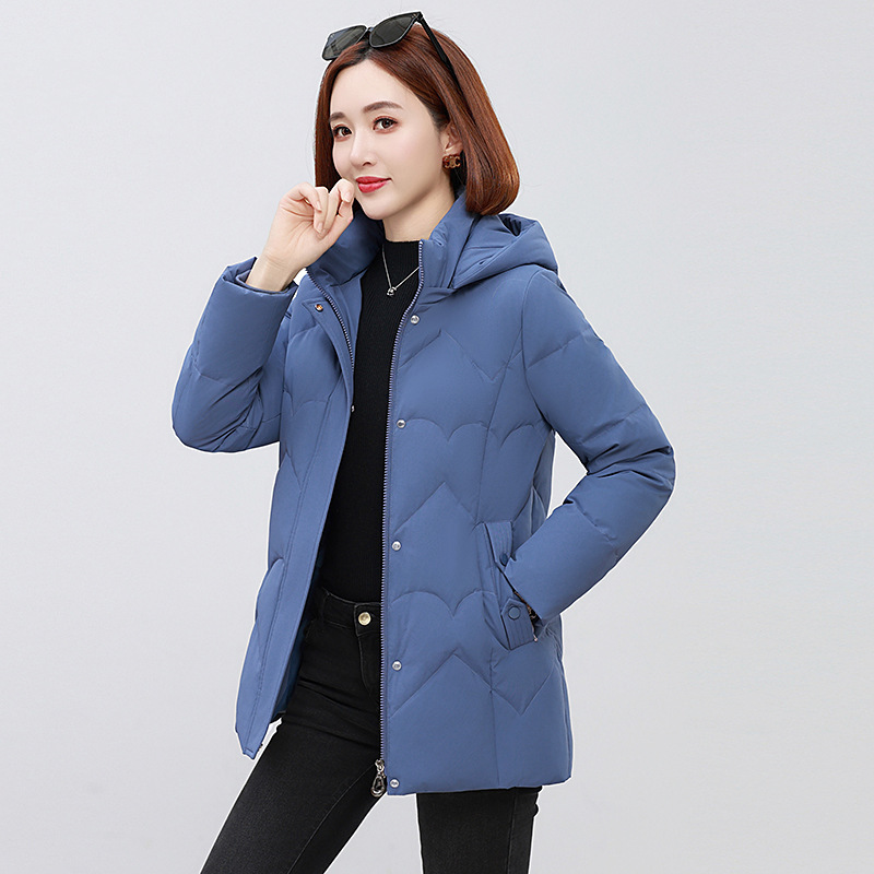 Genuine Brand Middle-Aged Mother's down Jacket Women's Classy Simple Removable Hood Thickeneded Warm Mid-Length Women's Jacket