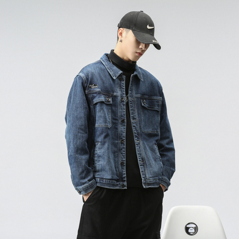 Veste transfrontalière pour hommes d'Amazon portant une veste en jean Joker chemise décontractée tendance pour hommes personnalité mince pour hommes_voghion.com