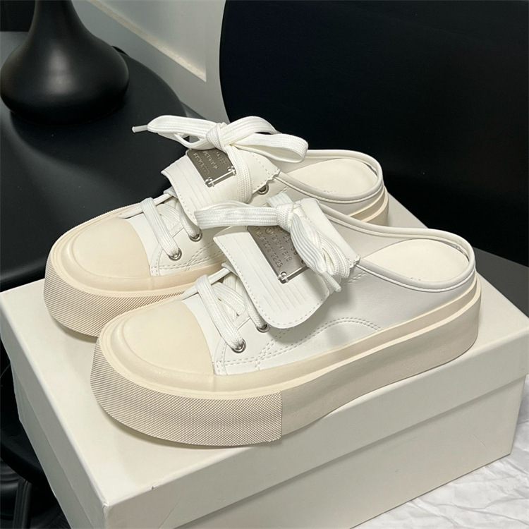 Half Drag 2024 Sommer Neue dicke Unterseite Baotou Mode Oberbekleidung Casual weiße Schuhe_voghion.com