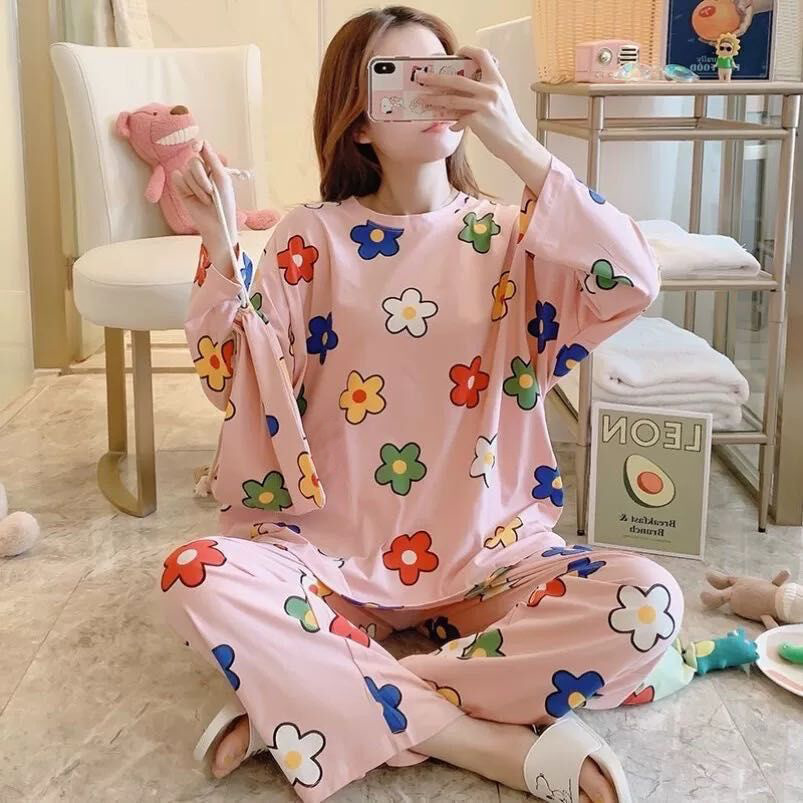 Pijamas de manga larga de las mujeres de primavera y otoño más tamaño pijamas de verano de las mujeres ropa de abrigo estilo coreano pijamas de las mujeres más tamaño traje de desgaste para el hogar