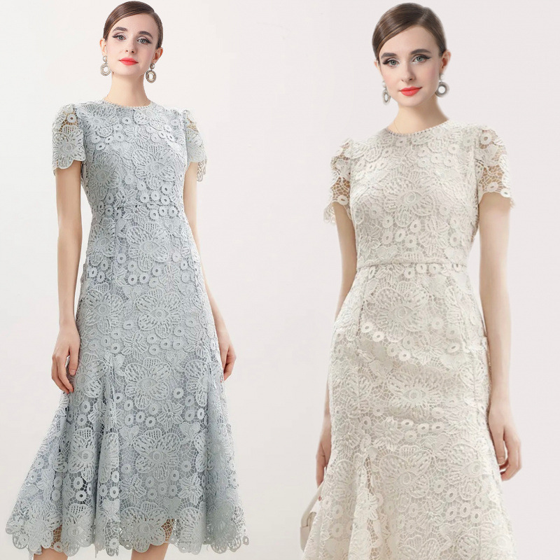 Spot French Lace Temperament Fishtail Skirt 2025 Summer New Dress Women's Design