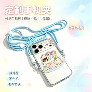 可拆卸手机背夹定制亚克力明星动漫斜挎防摔挂绳定做diy手机链绳