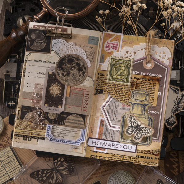 The beautiful one day waste sticker antique pictorial series retro…