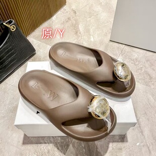 Gao Ding Niche Design Flip-flops Women's 2024 Summer New Style Flip-flops for Lazy People Wearing Bread-top Sandals
