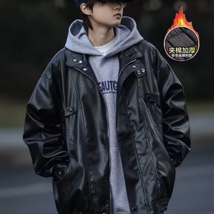 3340PU leather cotton-padded jacket