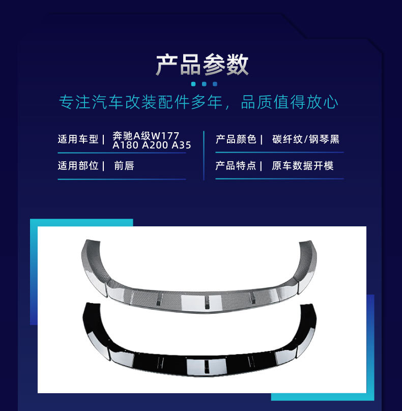 Suitable for Mercedes-Benz A-Class W177 Amg Hatchback and Sedan Front Bumper, Front Lip, Grille Trim, Wind Knife Kit, Cross-Border Modification