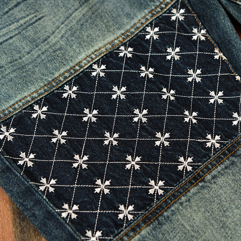 1025 jeans casual da uomo, modello patchwork e da bucato, un pezzo per la sostituzione dei capelli_voghion.com