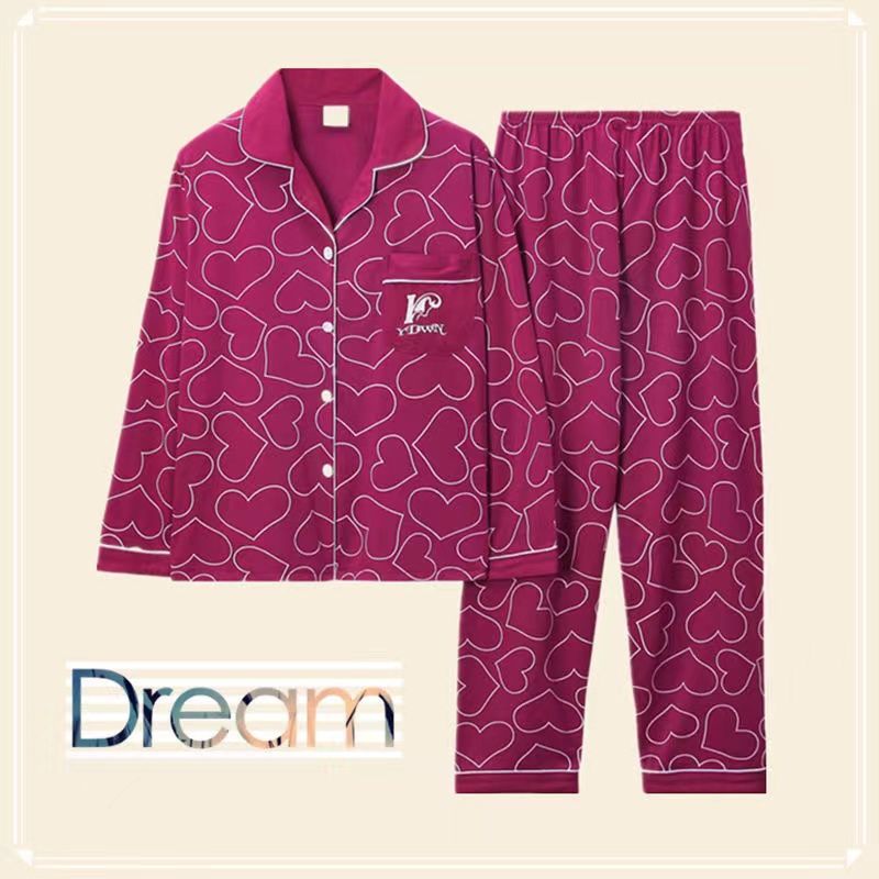 Pijamas traje de algodón puro Mujer % primavera y otoño verano manga larga dulce REDUCCIÓN DE EDAD homewear al aire libre
