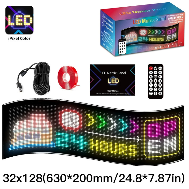 Popular Flexible LED Advertising Soft Screen APP Bluetooth Display Scroll Wording Double Row Store Signboard Display Soft Screen