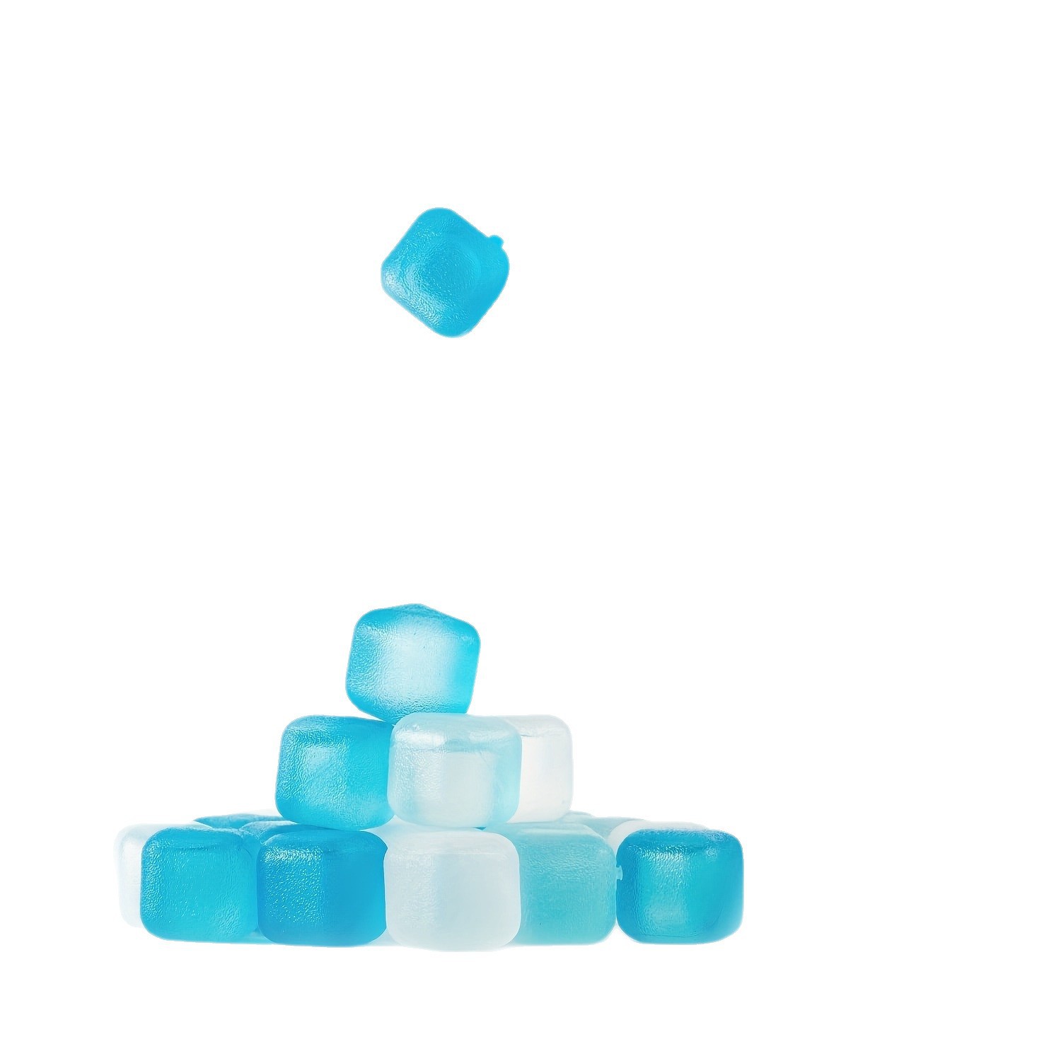 Envío gratis de 24 cubitos de hielo reutilizables, cubitos de hielo de plástico azules y blancos para bebidas, lavables y de calidad alimentaria.