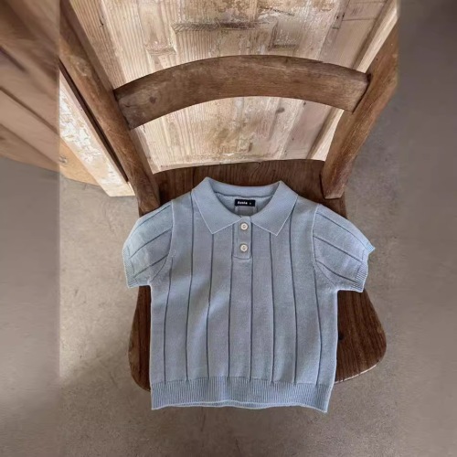 Ins Korean version 2024 spring and summer infant and baby knit sweater thin summer top collar children's turtleneck sweater