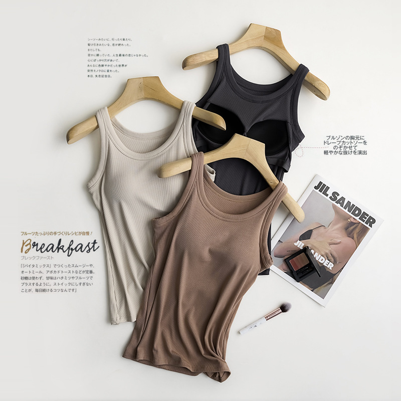 Threaded Bra-T All-In-One Vest with Chest Pad, Women's Summer Sports Bottoming Suspbottomer Intimates Yoga Manufacturer Wholesale