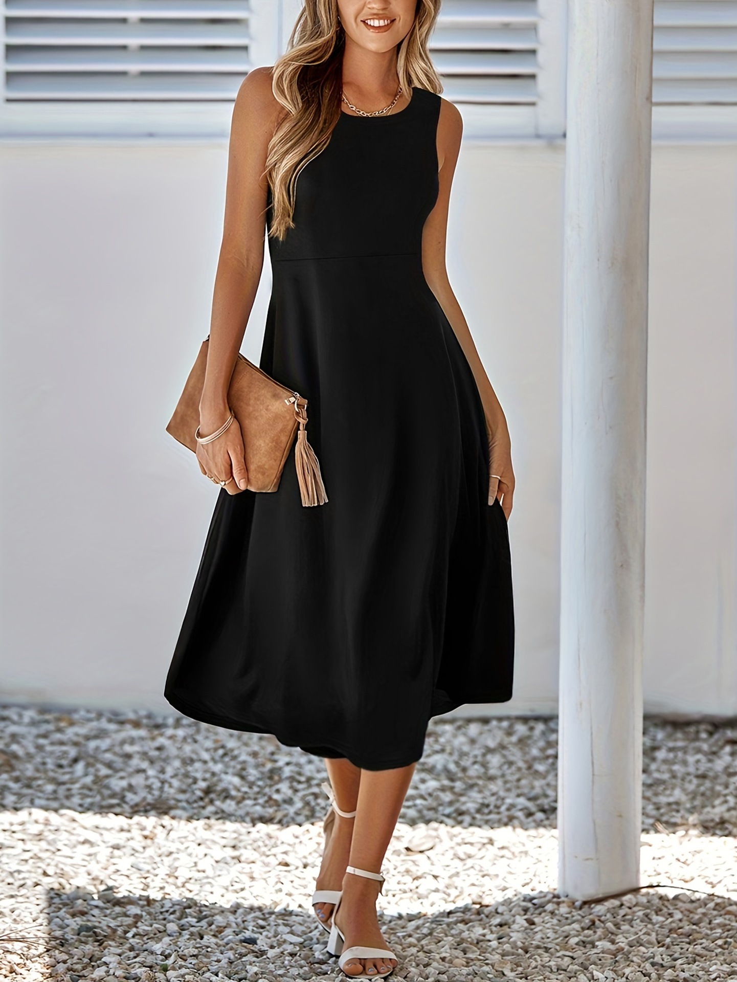 Solid Color Sleeveless Sexy Dress Slim Fit Women