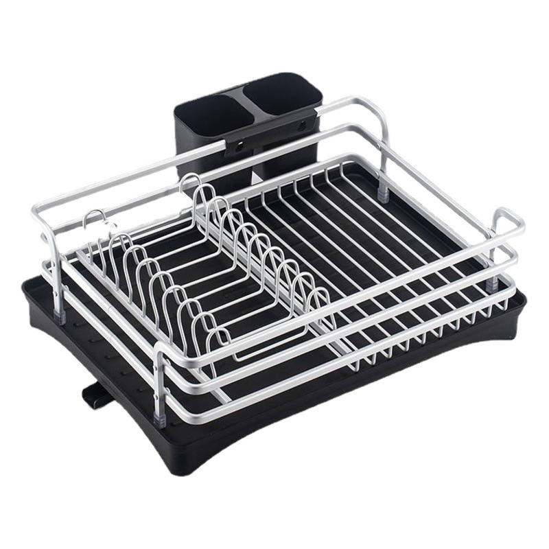 Venta directa de fábrica estante para platos de aluminio estante de drenaje estante de drenaje de doble capa de aleación de aluminio estante de almacenamiento de ensamblaje de gran capacidad