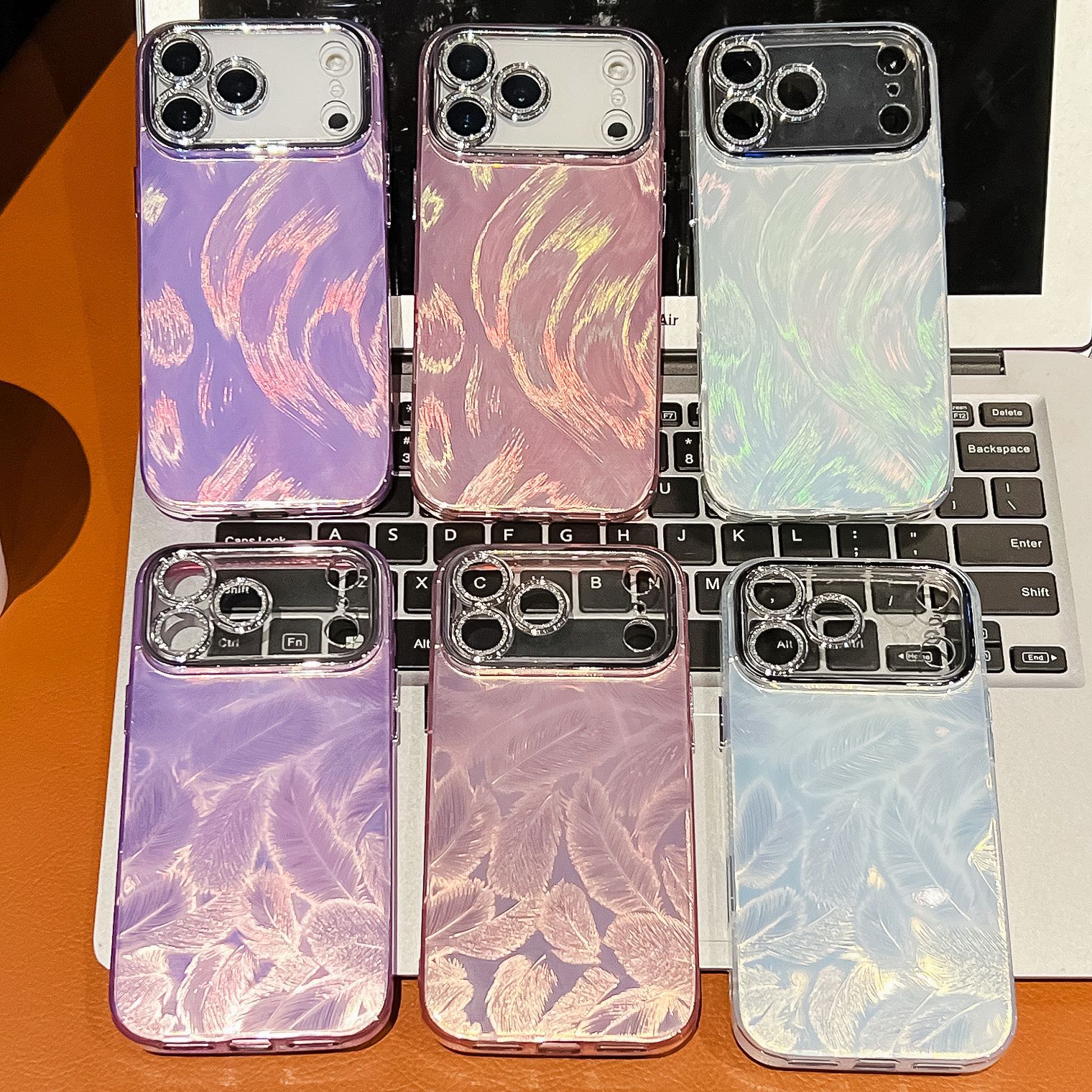 双面覆膜IMD适用iPhone17Air手机壳苹果16ProMax羽毛纹防摔保护套
