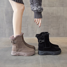 雪地靴女2021冬季新款韩版保暖马丁靴厚底大棉磨砂牛皮休闲短靴潮