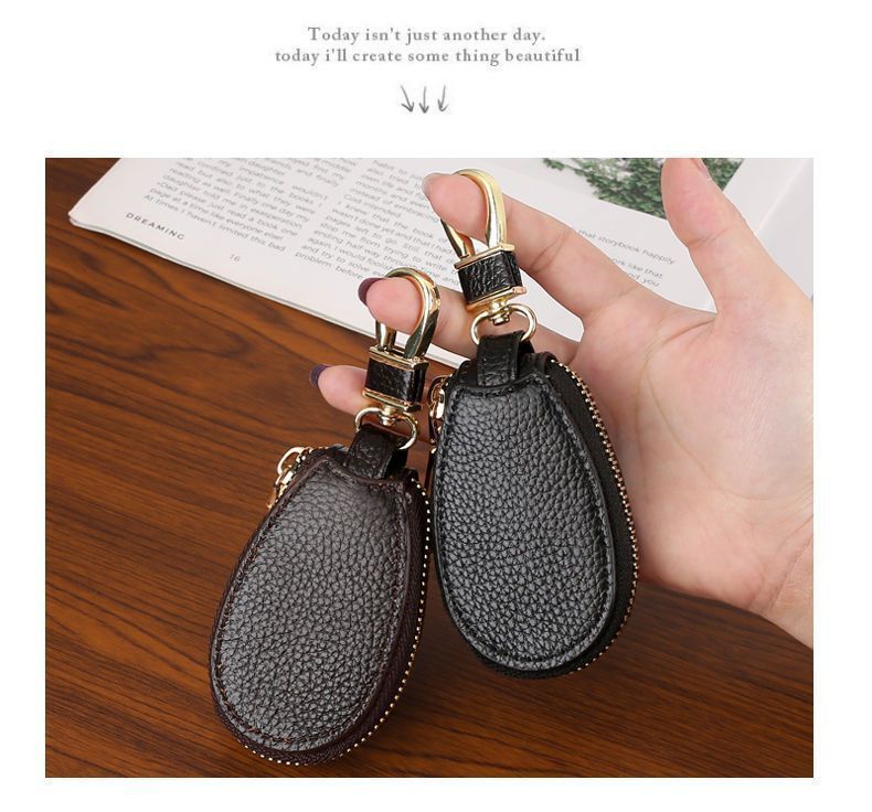 Litchi Pattern Car Key Bag, Unisex Car Key Storage Bag, Creative, Fashionable and Simple Keychain Pendant