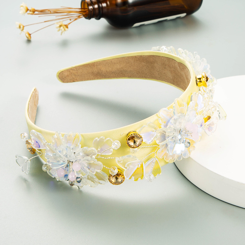 Korean Handmade Copper Wire Crystal Flower Headband display picture 3