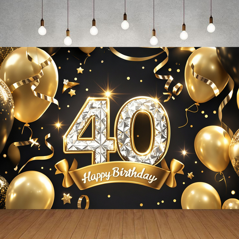 Nueva tela de fondo de feliz cumpleaños transfronteriza, carnaval de fiesta, serie principal de decoración de escenas, banner de cumpleaños