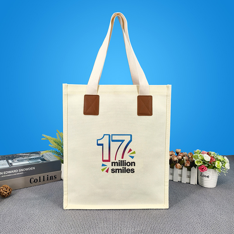 Simple Laminated Stereo Canvas Bag, Beige Waterproof Personalized Advertising Gift Tote Bag, Customizable Handbag