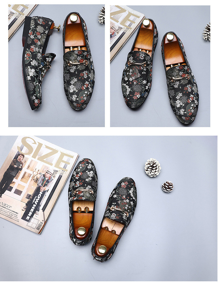 Novi modni čevlji Klasični vezeni moški čevlji s koničastim vzorcem, enojni čevlji z lenim fižonom_voghion.com