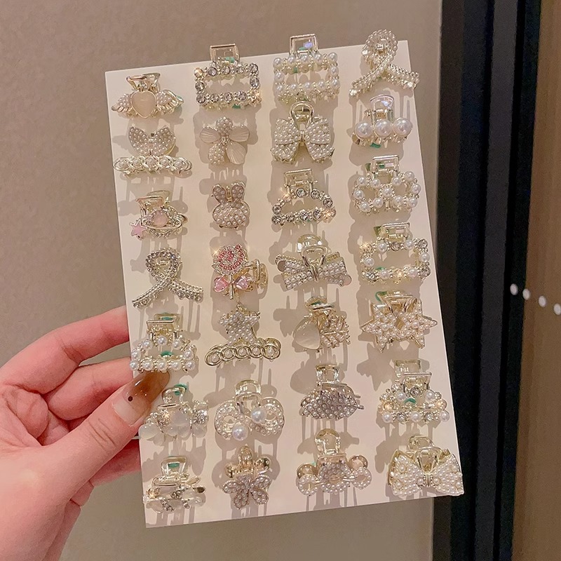 Nuevo medio lazo pelo pequeño clip simple tiburón clip accesorios para el cabello para las mujeres Pequeño clip de metal tamaño pequeño perla horquilla rota 2024