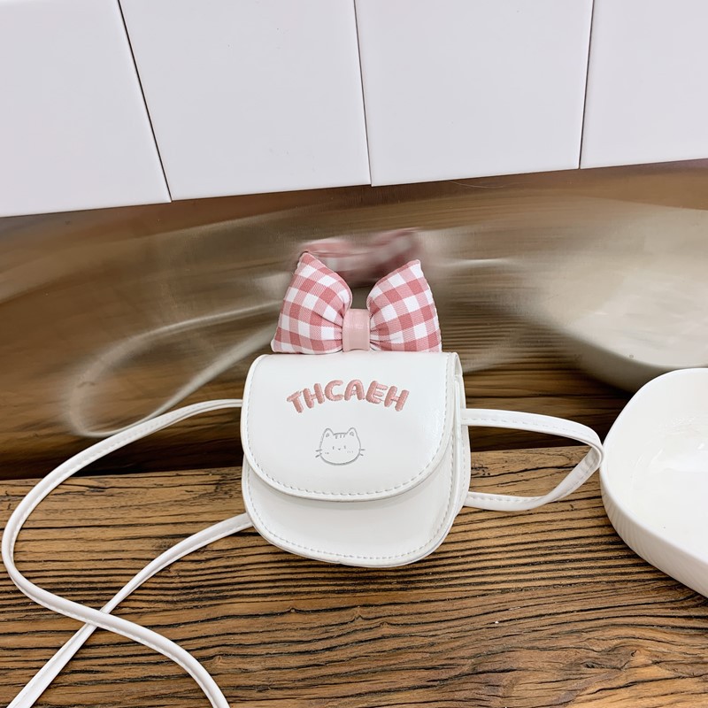 Mochila mini extranjera para niños y niñas, lindos bolsos de arco a cuadros para bebés, bolsos de moda para niños de color sólido