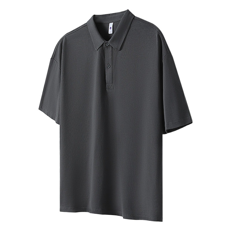 Camiseta Polo de Algodón Puro de 250g con Hombros Caídos, Logotipo Personalizado, Lisa, de Doble Hilo, Gruesa, Moderna, Uniforme de Marca, para Actividades Grupales