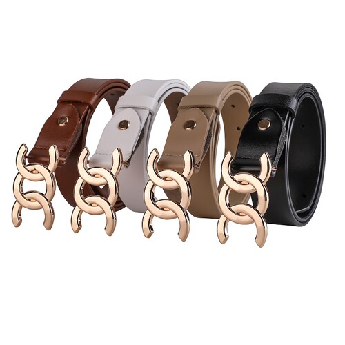 New women's genuine leather belt, versatile decorative belt for suit pants, women's cowhide vintage waist-cinching black belt—wholesale