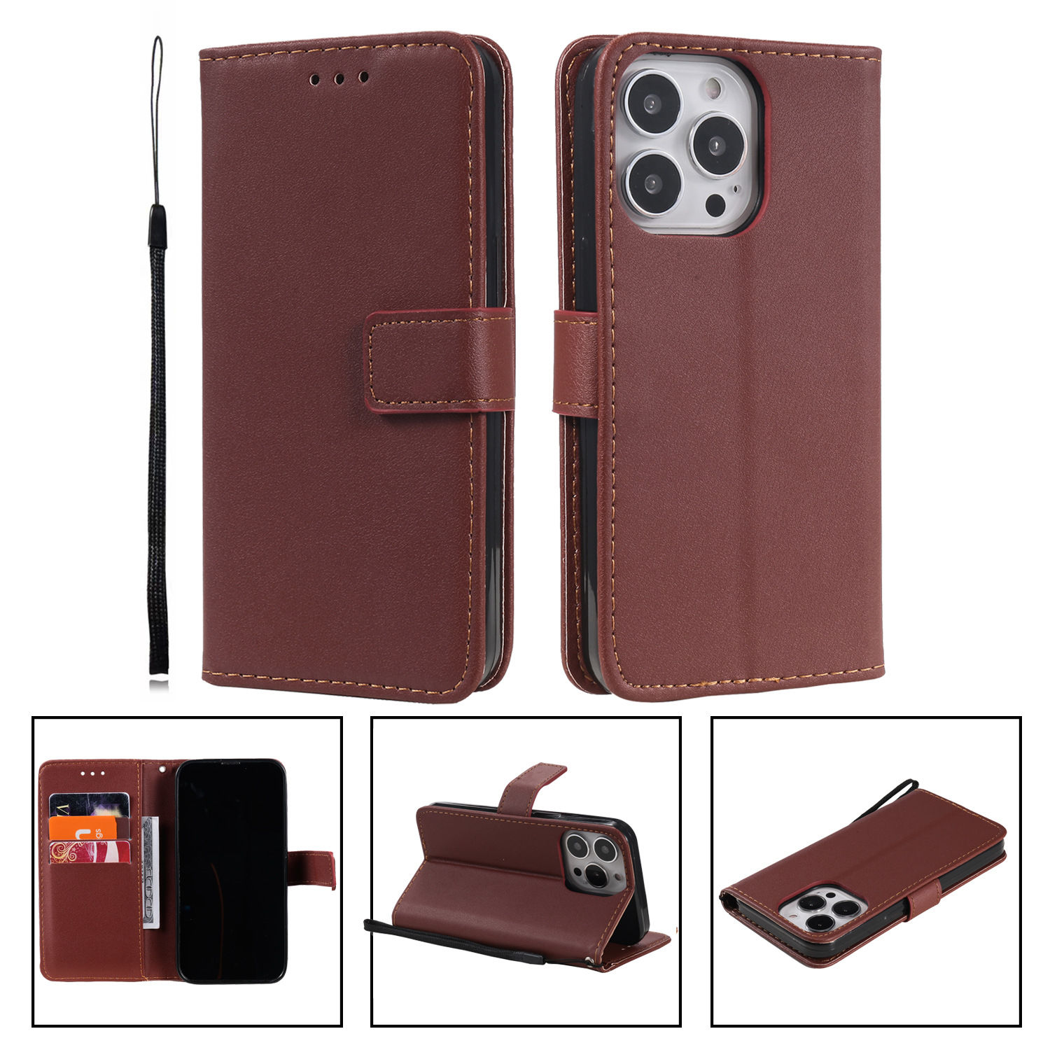 Luxury Lambskin Flip Phone Case For Iphone 13 Pro Max And 12_voghion.com