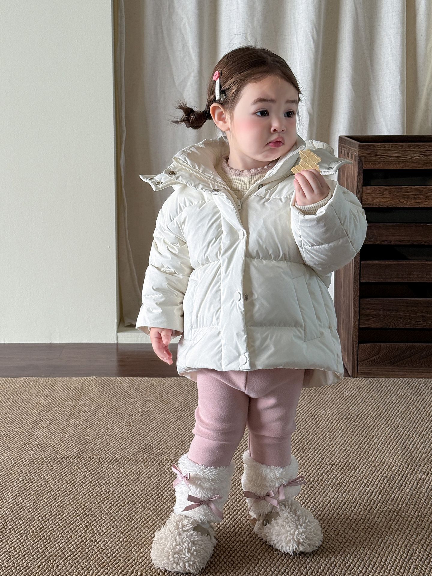 Ropa infantil de azúcar de pera, ropa de invierno de niñas, ropa de invierno, 90 chaqueta de lana, ropa de bebé, abrigo de frío