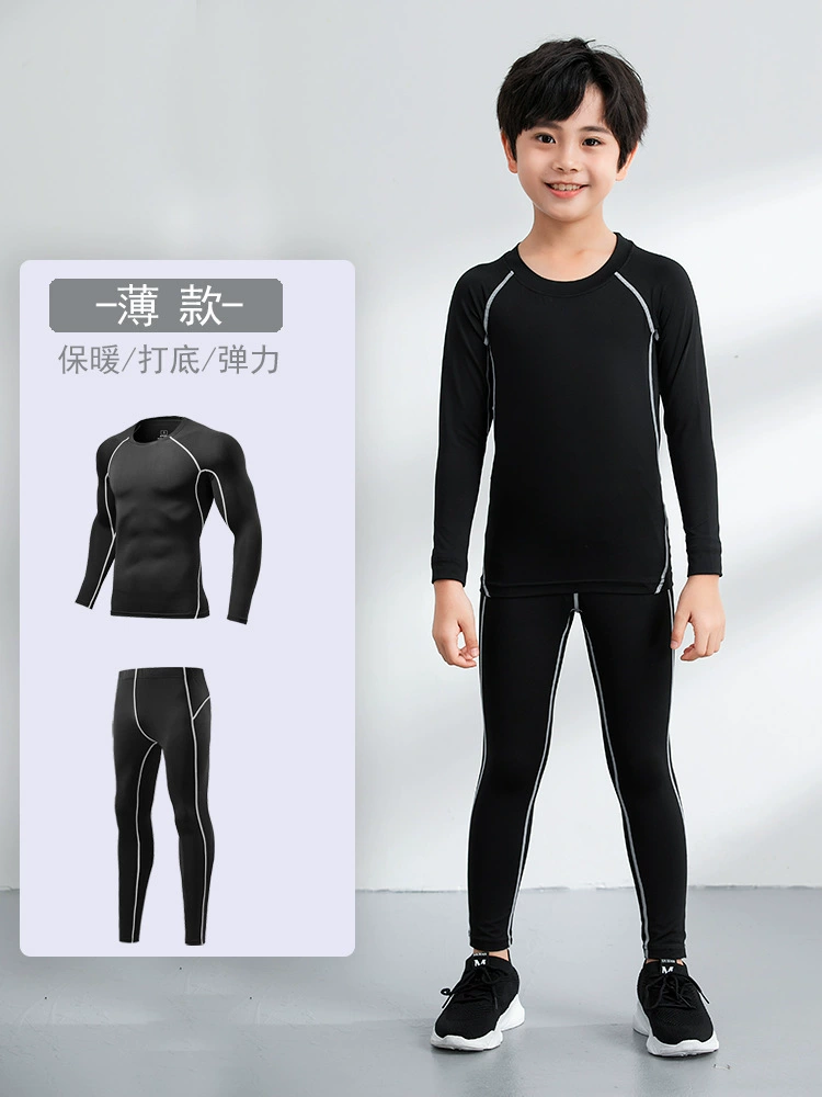 Children's fleece basketball football sports suit for training for gym, quick dry long-sleeve, tight, for running