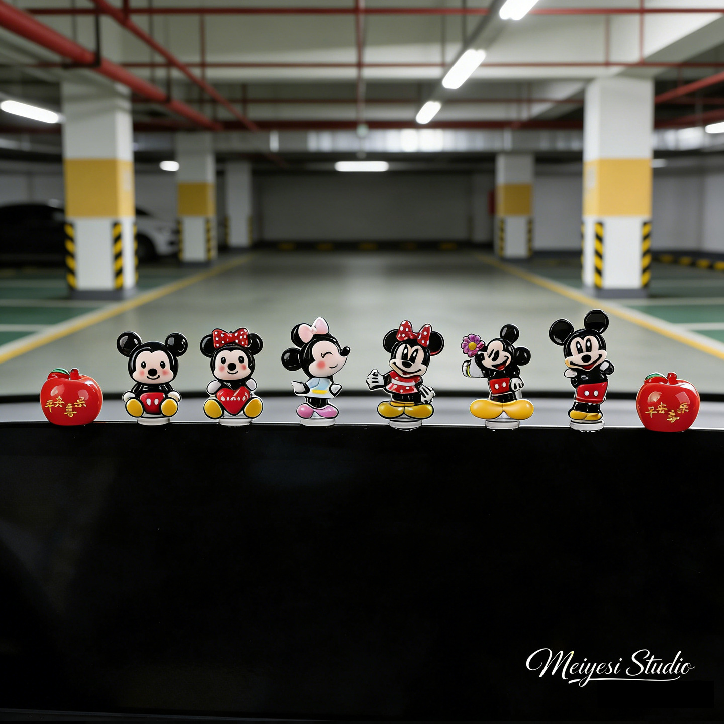 Cute y lindo consola central decoraciones interiores de automóviles de dibujos animados decoraciones de automóviles eléctricos muñecas creativas decoraciones