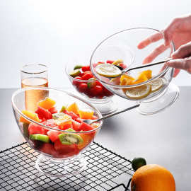 家用日式斜口沙拉碗大容量创意水果蔬菜调料碗酒店餐厅透明甜品碗