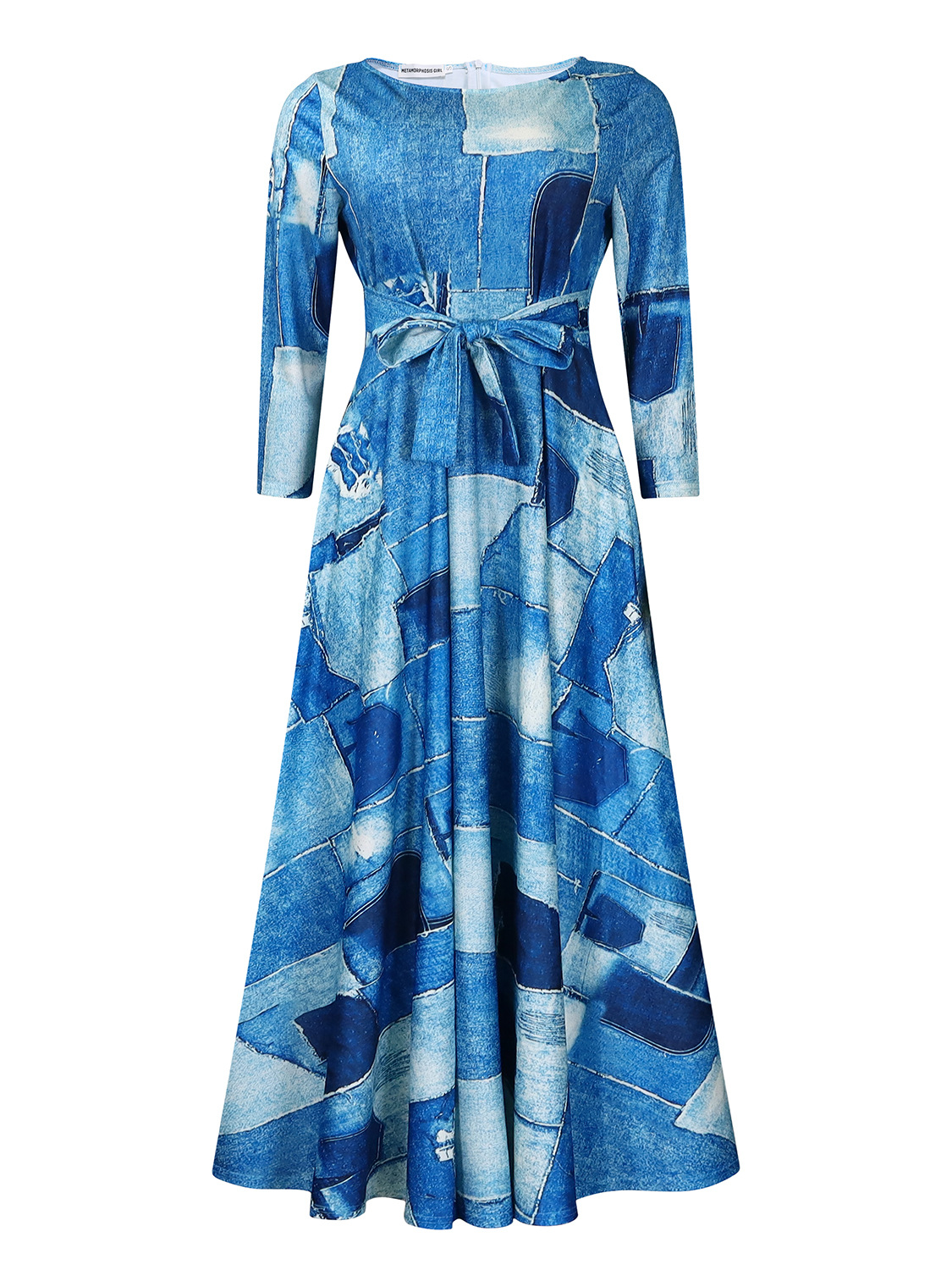 Plus Size African Print Midi Dress Stylish Tie Design Fashionable Comfortable Fabric Spring Summer Collection