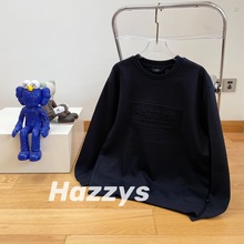 Hazzys哈吉斯22秋季新款立體壓花字母太空棉套頭圓領衛衣一件代發