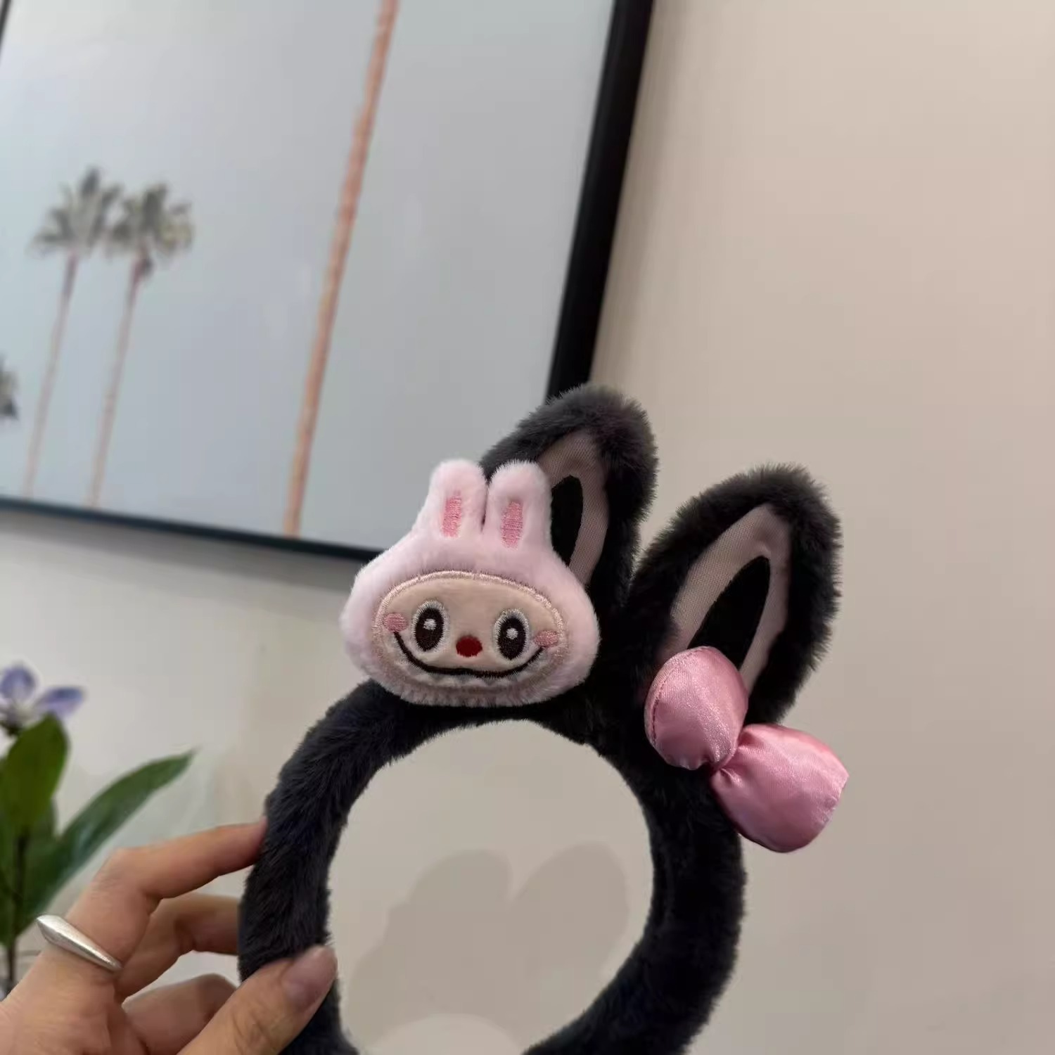 Nuevo hermoso amor tridimensional oso cabello red de peluche rojo dibujos animados orejas lavar la cara cabello red adornamiento para el cabello rojo al por mayor