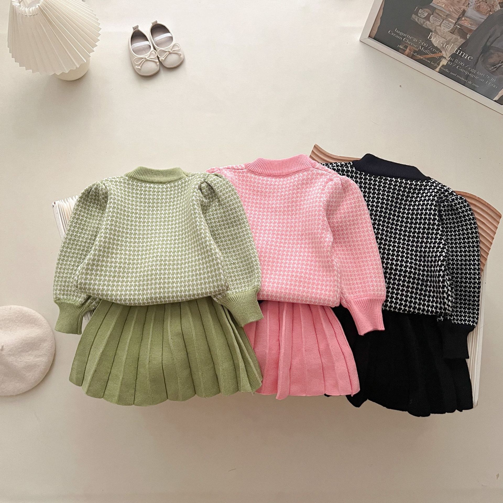 JINYONG 2024 New Autumn and Winter Knitted Girl's Small Fragrant Style Set Skirt_voghion.com