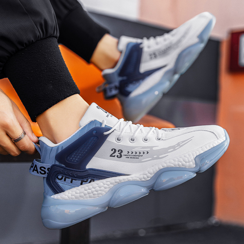 Spring and Summer New Aj High-Top Basketball Shoes for Men, Fleece-Lined, Waterproof Leather Running Sneakers, Thick-Soled Height-Increasing Casual Shoes, Trendy