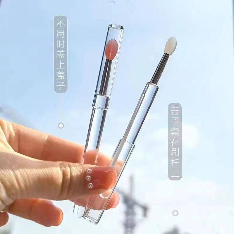 Cepillo de labios de silicona portátil con tapa mini profesional cepillo de máscara de labios bálsamo labial vaselina cepillo de lápiz labial floreciente