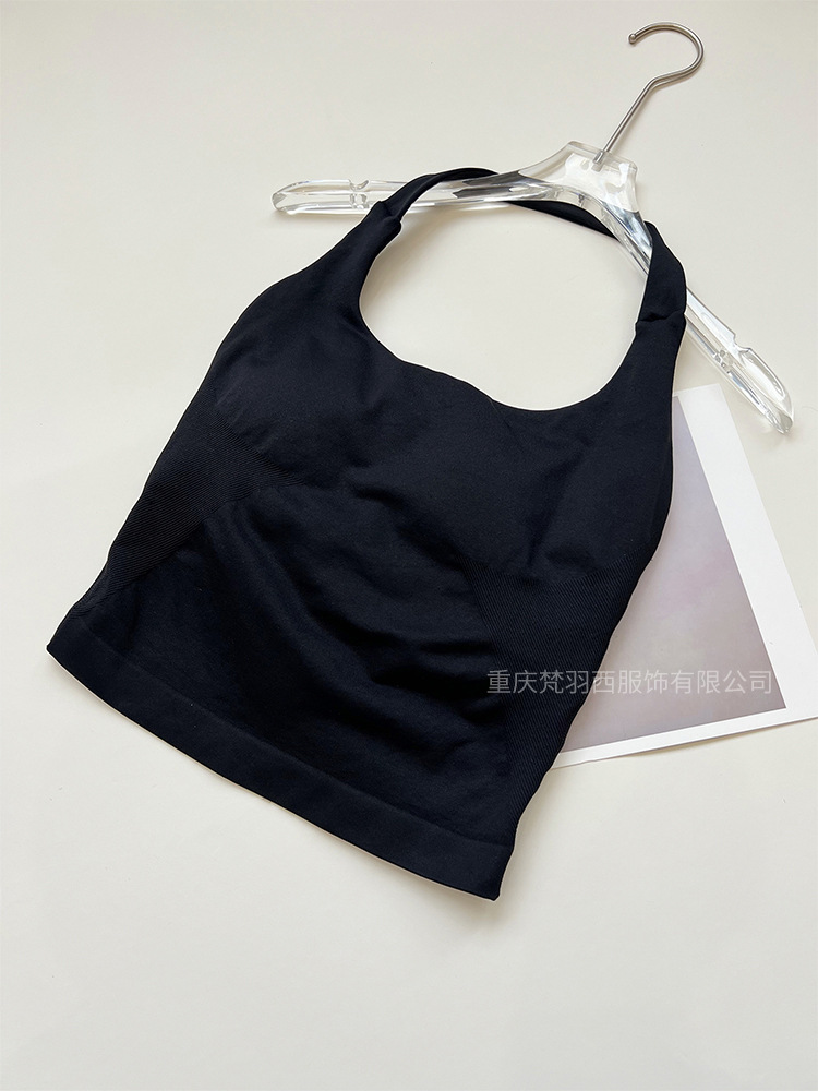 Transfronteriza versión de la patria DF cuello cuadrado chaleco de cuello colgante de tres capas con almohadilla de pecho alta elástica hermosa espalda ajustada sin costuras ropa de yoga de fitness