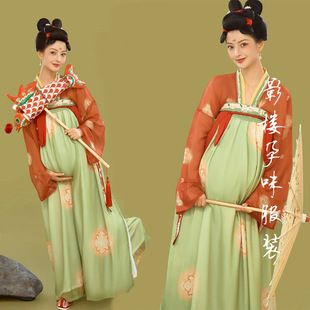 新款影楼孕妇拍照服装唐宫夜宴汉服孕妇写真艺术照复古工笔画衣服-阿里巴巴