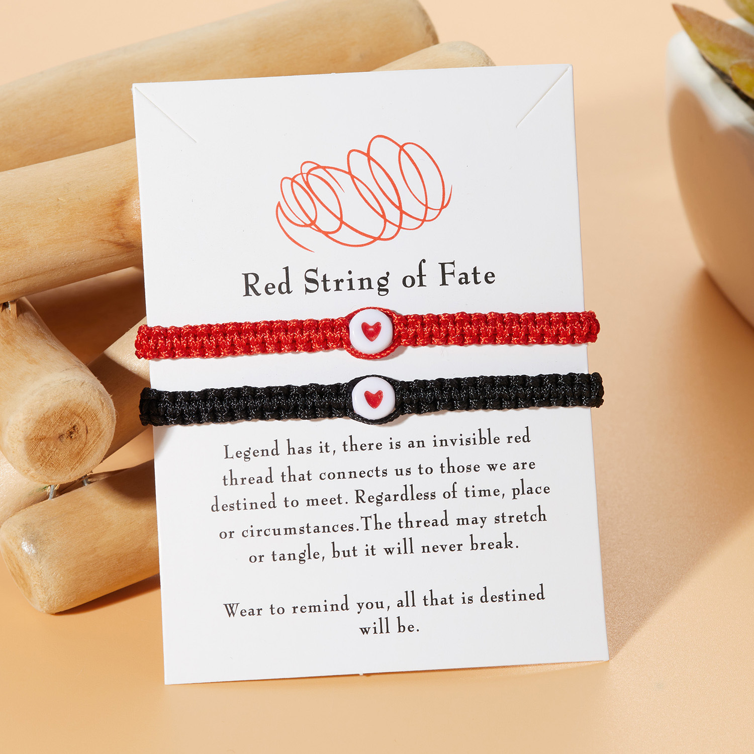 Vendita calda creativo due pezzi rosso corda braccialetto fortunato fatto a mano tessitura amore coppia fidanzata gioielli_voghion.com