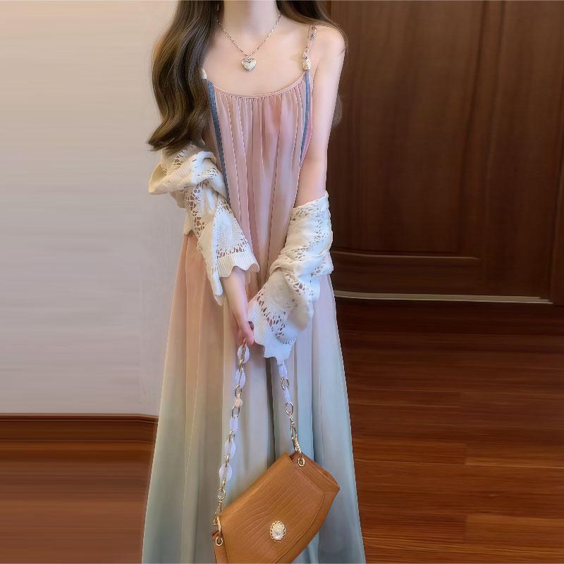 2025年初夏の服装、ニッチで衝突しないドレス、優しいスタイル、見栄えの良い、ユニークで美しいサスペンダービーチロングドレス|undefined