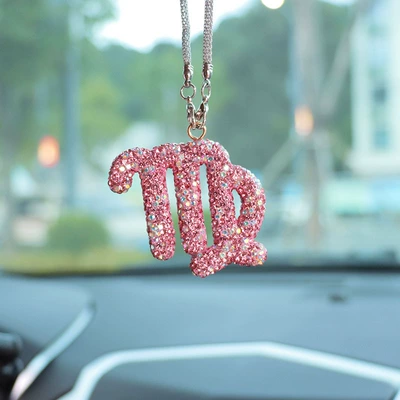 Cross-border 12 constellation three-color — Car hanging - pink-ab-mixed-color-diamond-virgin-seat
