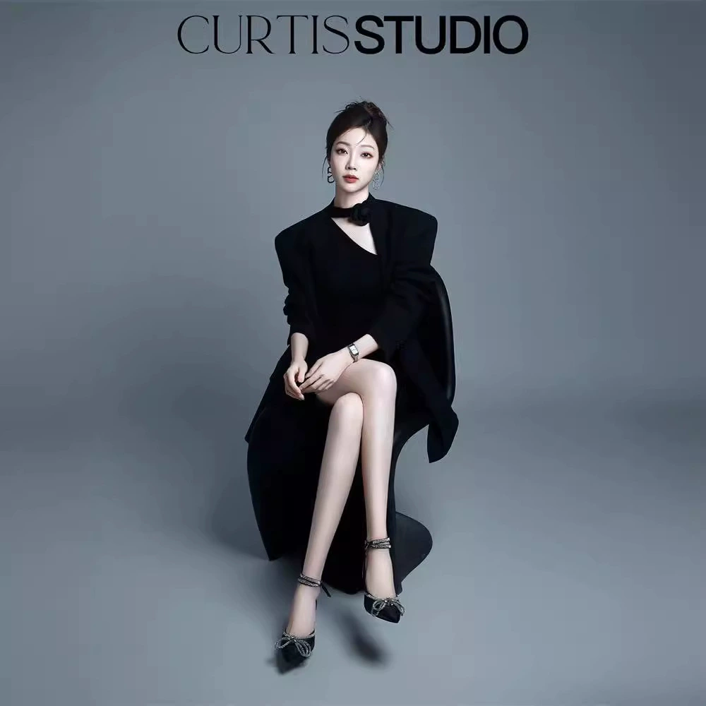 Classic suit jacket, dress, city style, photography props