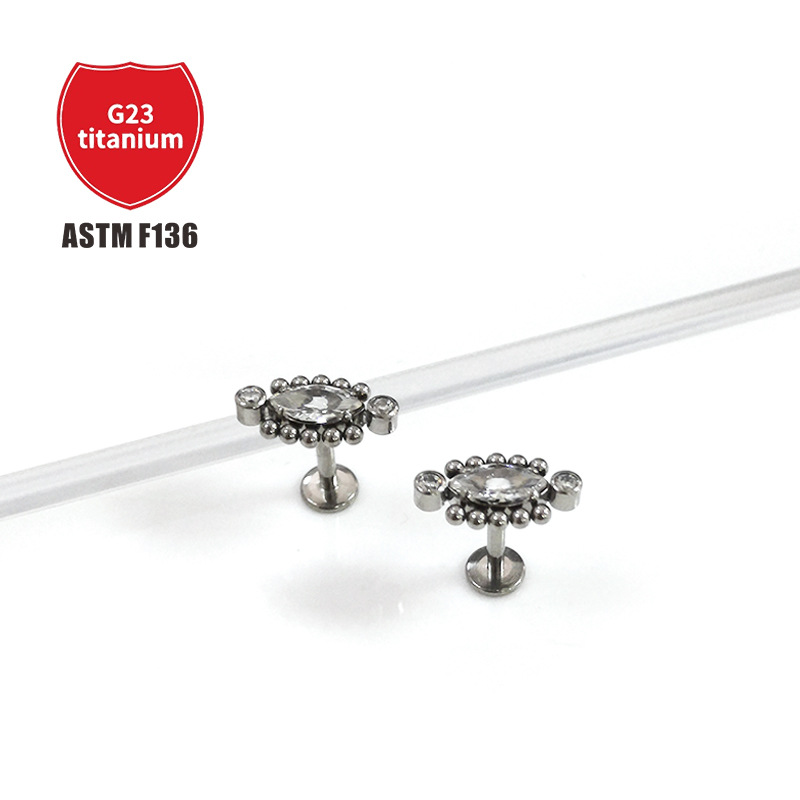 Pointed titanium steel lip stud product view