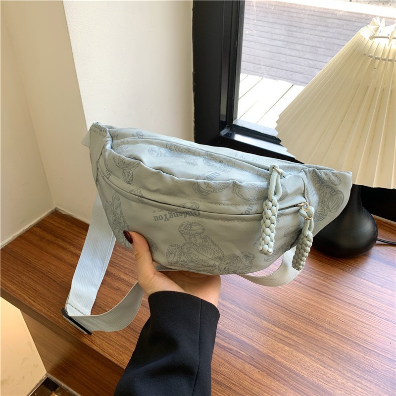 2024 nuevo estilo de lona casual de hombro de moda bolso de cintura de impresión simple bolso de pecho deportivo