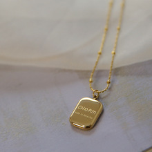 复古欧美风个性方块字母项链钛钢短款毛衣链女简约百搭锁骨链礼物