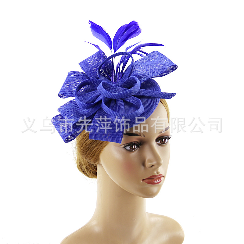 Retro Feather Hat for Banquets and Parties, French-Style Elegant Kentucky Derby Faux Linen Mesh Hair Accessory Hat